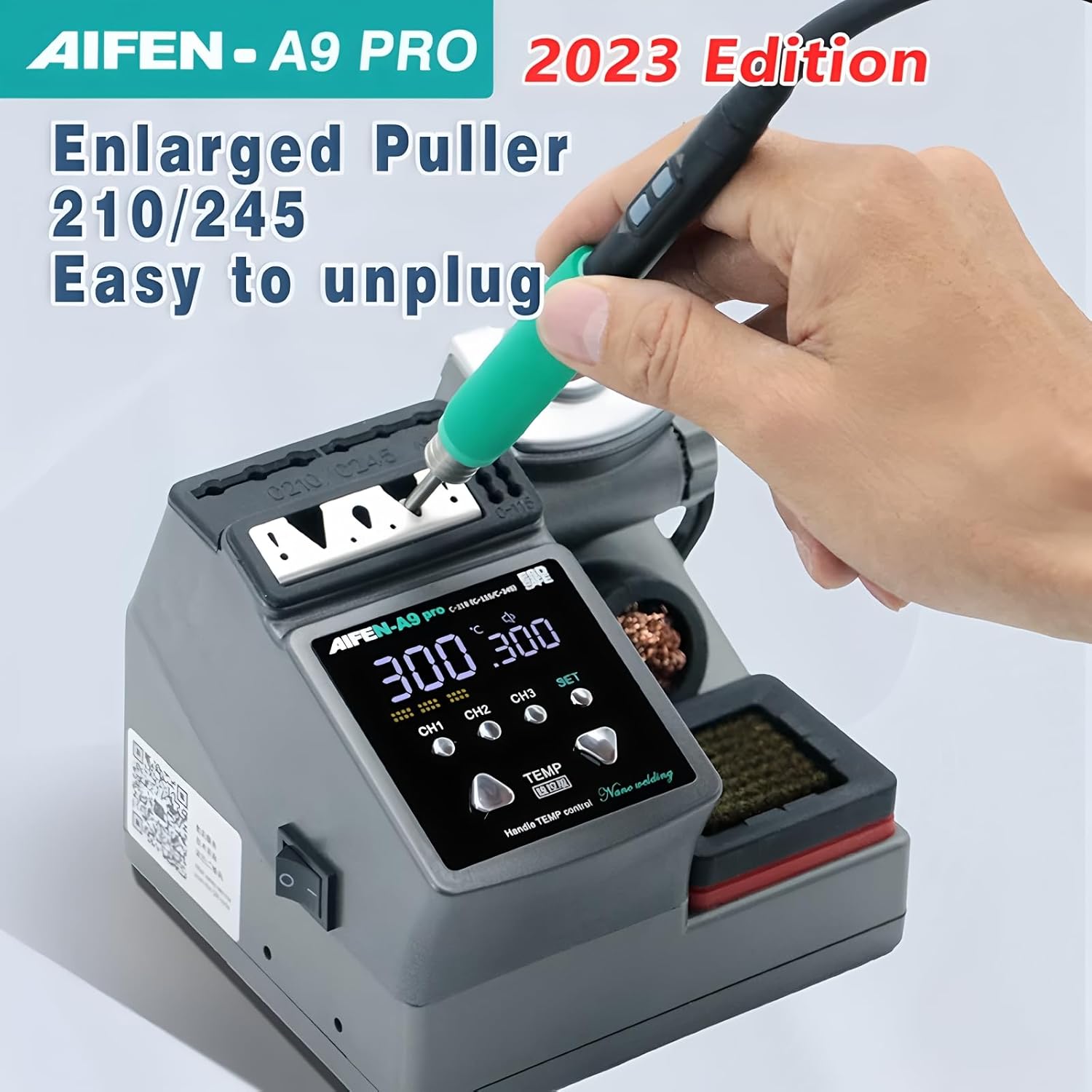 AIFEN A9Pro Soldering Station Compatible Soldering Iron Tip 115/210/245 Handle Control Temperature Welding Rework Station(A9Pro 210+3tips)