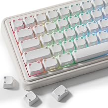 White Keycaps - Shine Through PBT Keycaps,113 Keys Side Print Cat Keycaps