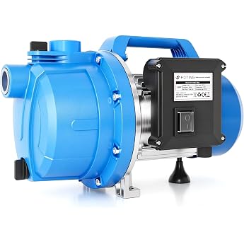 FOTING Garden Pump 1100 W Max. 7200 l/h Max. 50 m Delivery Height Max. 4.5 Bar with Pressure Gauge Suction Height up to 7 m for Home and Garden with Carry Handle Overheating Protection G1