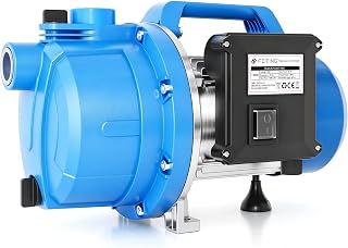 FOTING Gartenpumpe 1100 W, max. 7.200 l/h, max. 50 m Förderhöhe, max. 4,5 bar, mit Manometer, Saughöhe bis 7 m, für Haus & Garten, mit Tragegriff, Überhitzungsschutz, G1" Saug-/Druckanschluss