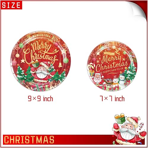 Miniatura 4 de Knownyou Cubertería de Papá Noel, suministros desechables para fiesta de Navidad, plato, taza, servilleta, mantel, cubiertos, vajilla de decoración