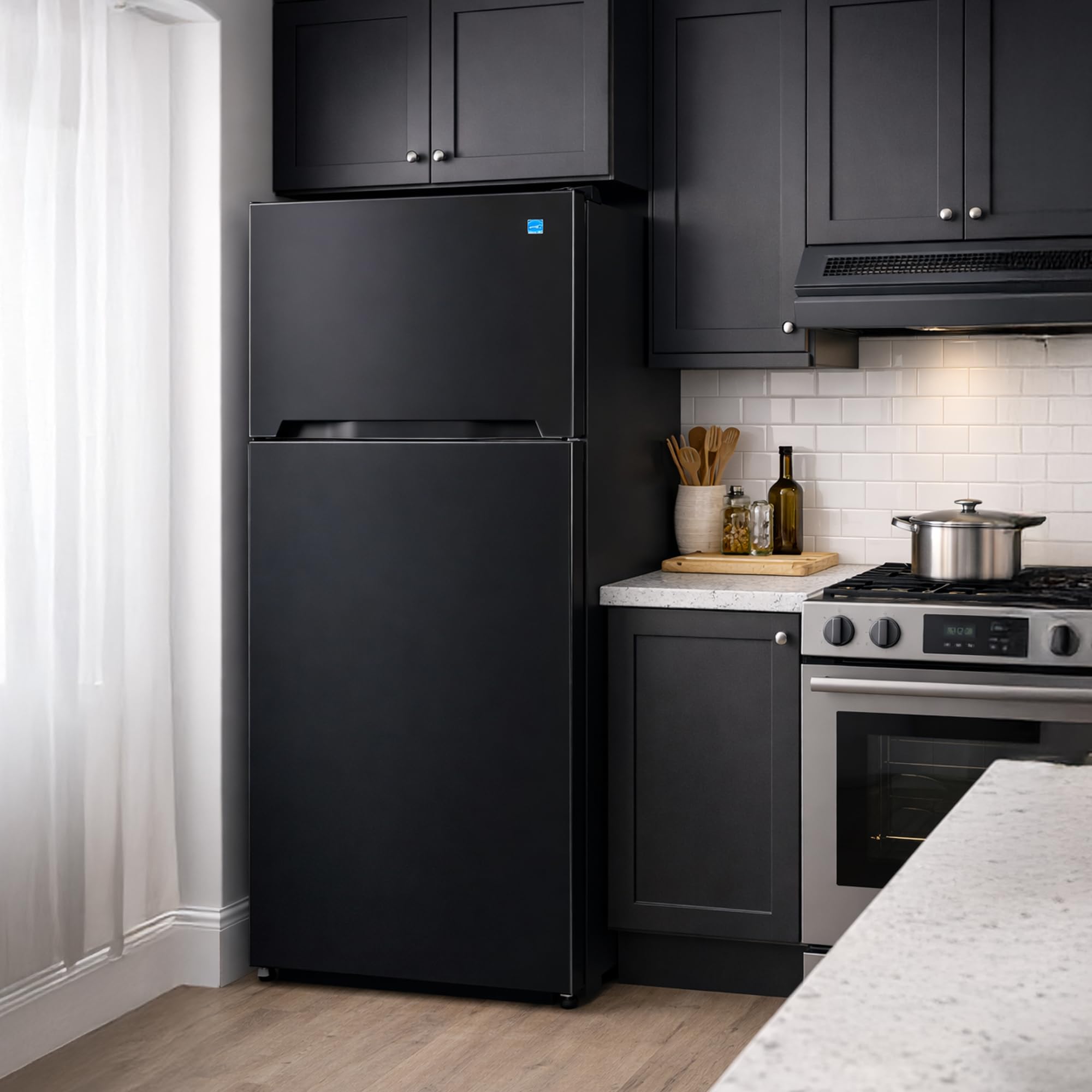 Summit 28" Refrigerator, Top Mount Freezer, Full Size, With Ice Maker, Black - Ctr152bim on Fridge.com - View 6