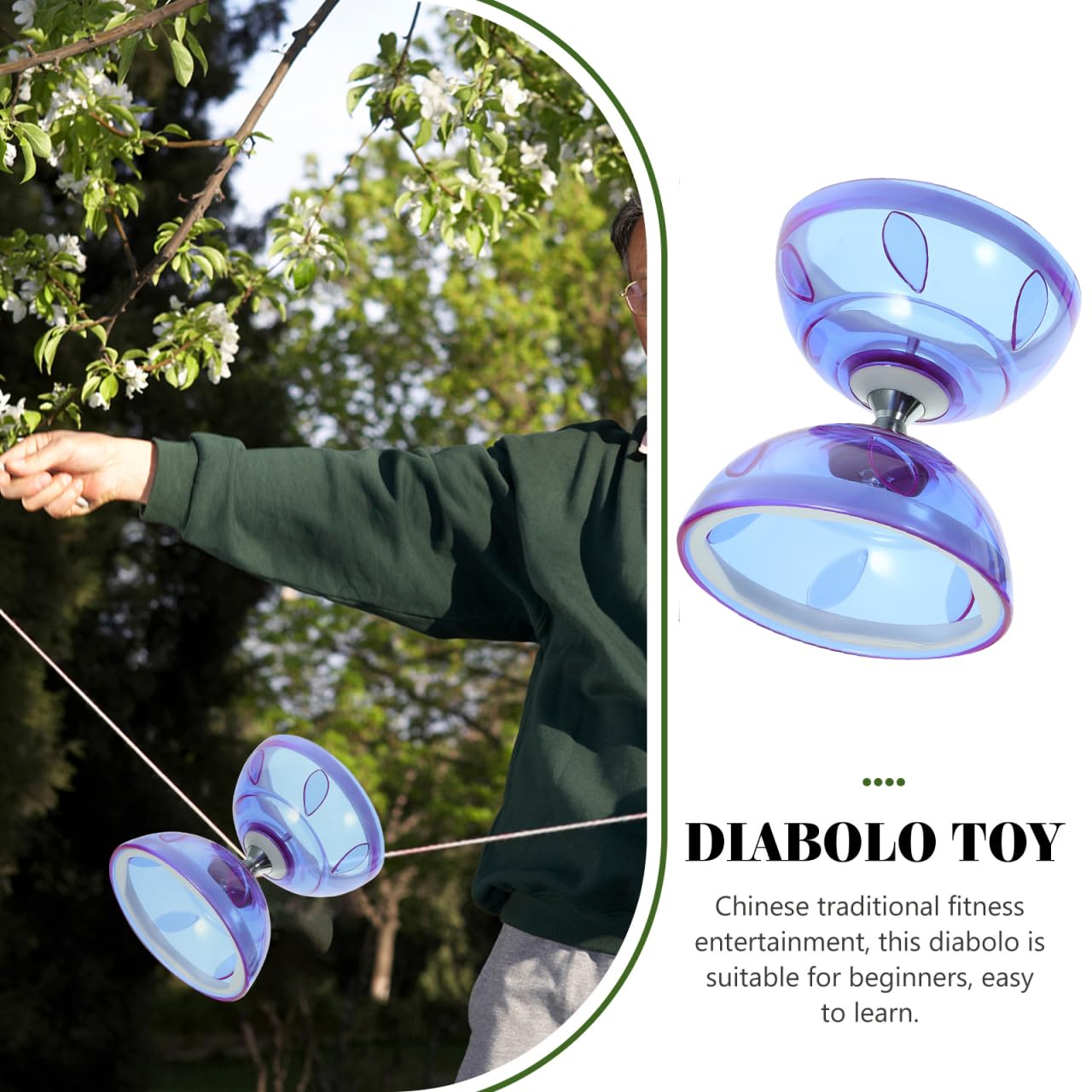 NUOBESTY Diabolo Triple Rodamiento Niños Diabolo con Palos de Aluminio Y Cuerda Chino Yo- Yo Malabares Juguete Giratorio para Fitness Diábolo con rodamientos de Bolas