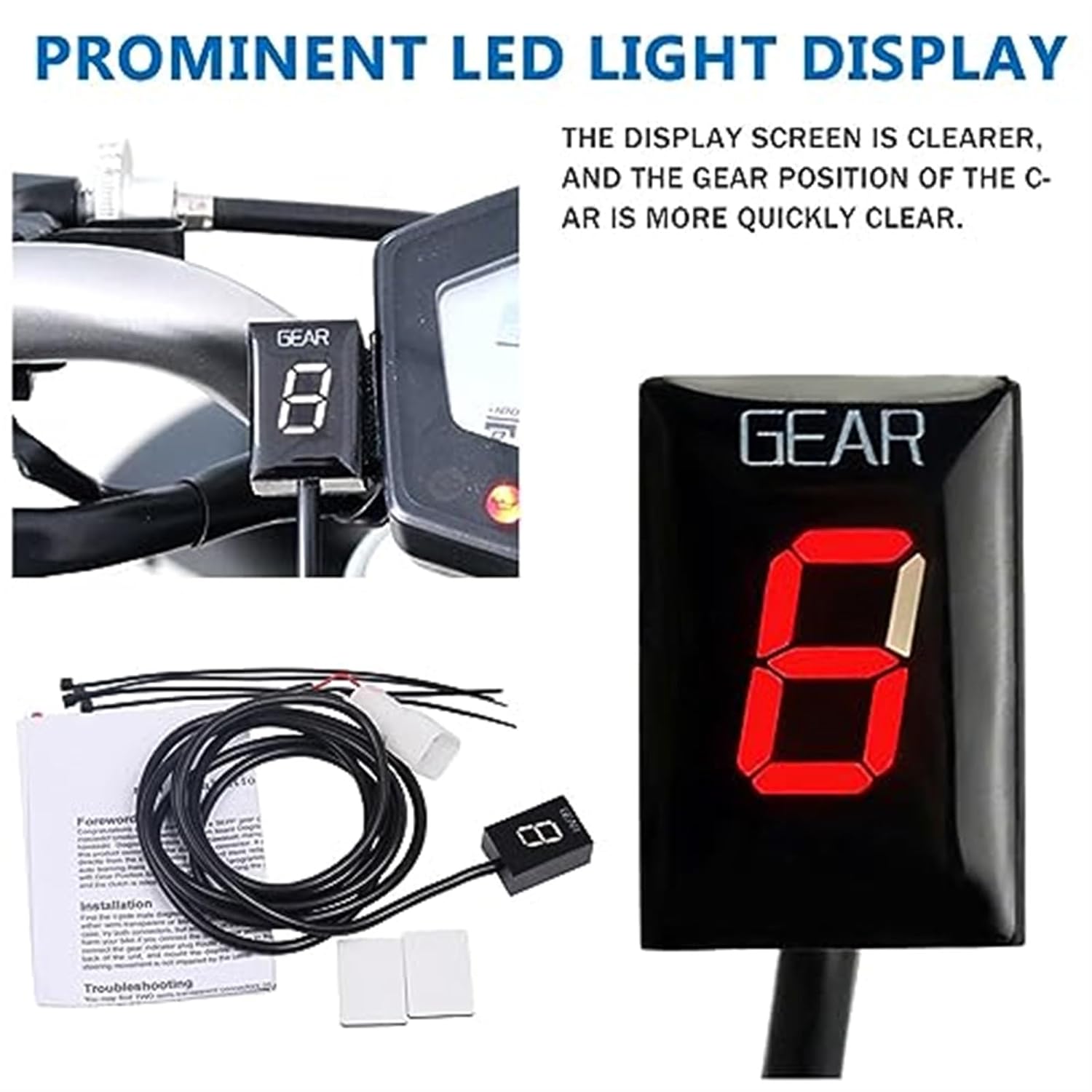 ZAPYVET オートバイアクセサリー LED1-6 ギアインジケーター速度表示