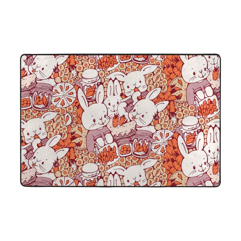 Tapis de dessin animé lapin Ruchen motif lapins de carotte desserts mignons 183x122