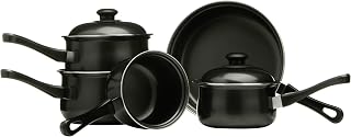 Housewares 204202 Carbon Steel Belly Pan Set, Black, 5 Piece