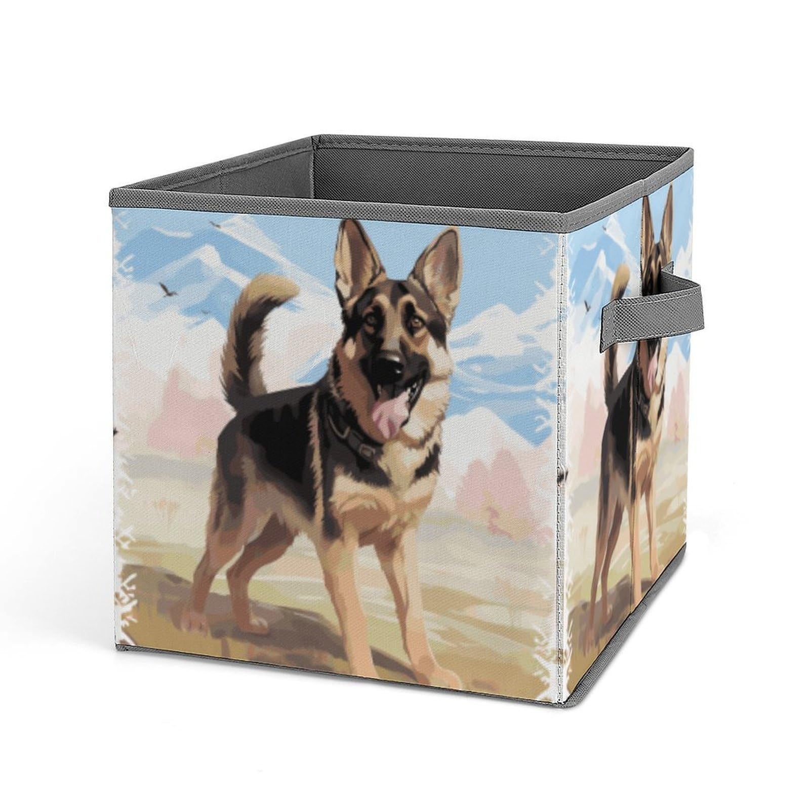 JTREHY German Shepherd Dog Lovers Storage Bins Sturdy Large Capacity Folding Sorting Boxes Convenient Stable Storage Box Collapsible Fabric Storages Cubes Organizer with Handles