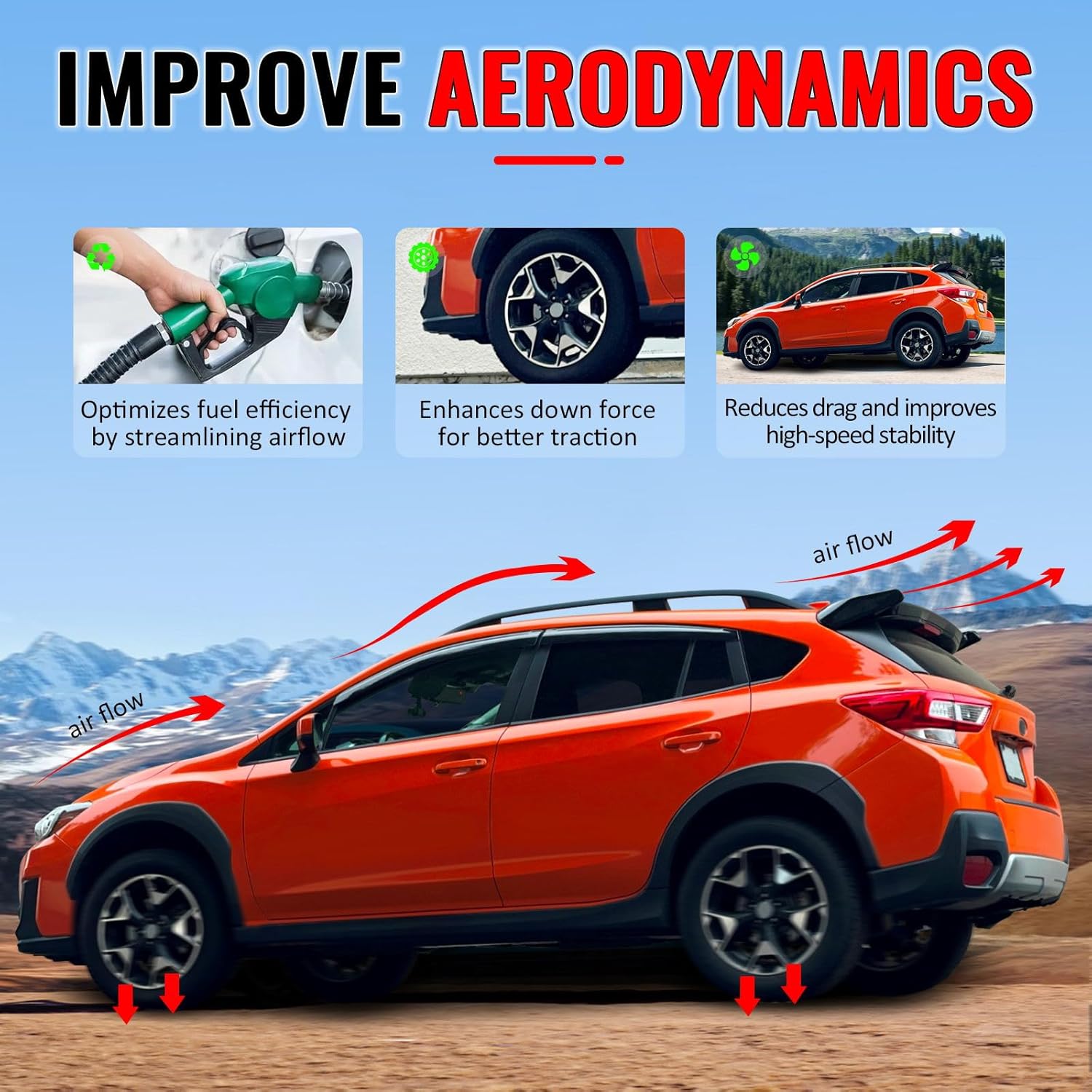 IKON MOTORSPORTS, Rear Window Roof Spoiler Compatible with 2018-2023 Subaru Crosstrek & 2017-2023 Impreza Hatchback, IKON Style Gloss Black ABS Plastic Add On Top Roofline Windshield Visor Wing