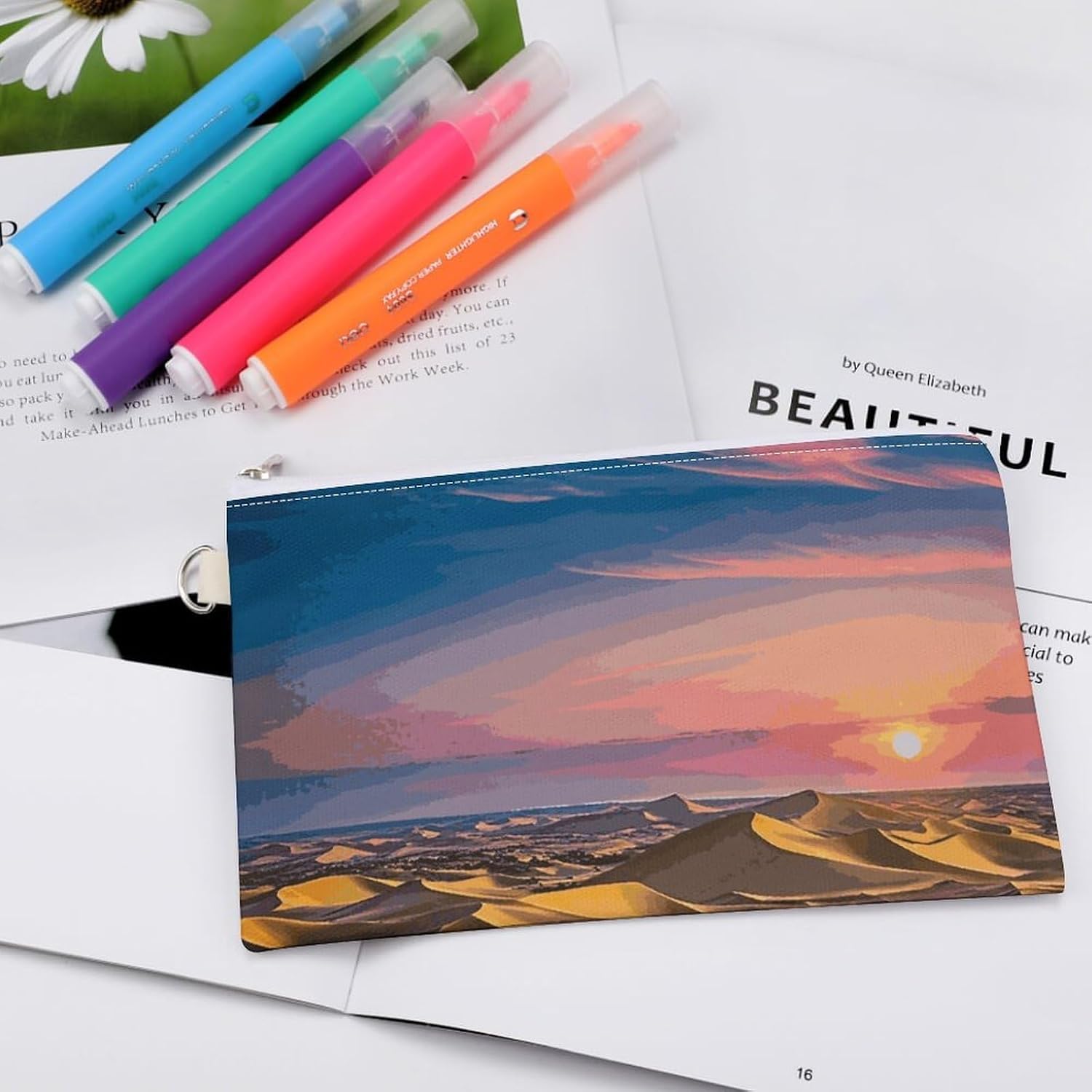 Desert Landscape Coin Purse Coin Pouch with Zipper for Men Women Portable Change Wallet Canvas Coin Bag
