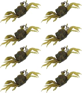 8Pcs Artificial Crab Bait 13cm Simulation Crab Soft Lure Fishing Bait with Hooks for Freshwater Saltwater (Green Brown)