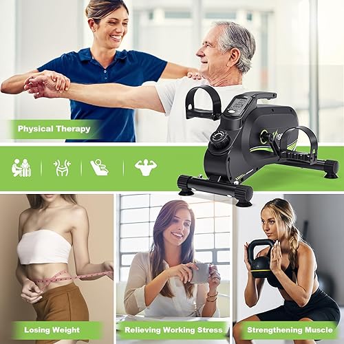 Miniatura 4 de Bicicleta de ejercicio, ejercitador de pedales debajo del escritorio, bicicleta de pedal para entrenamiento en el hogar y la oficina, mini bicicleta