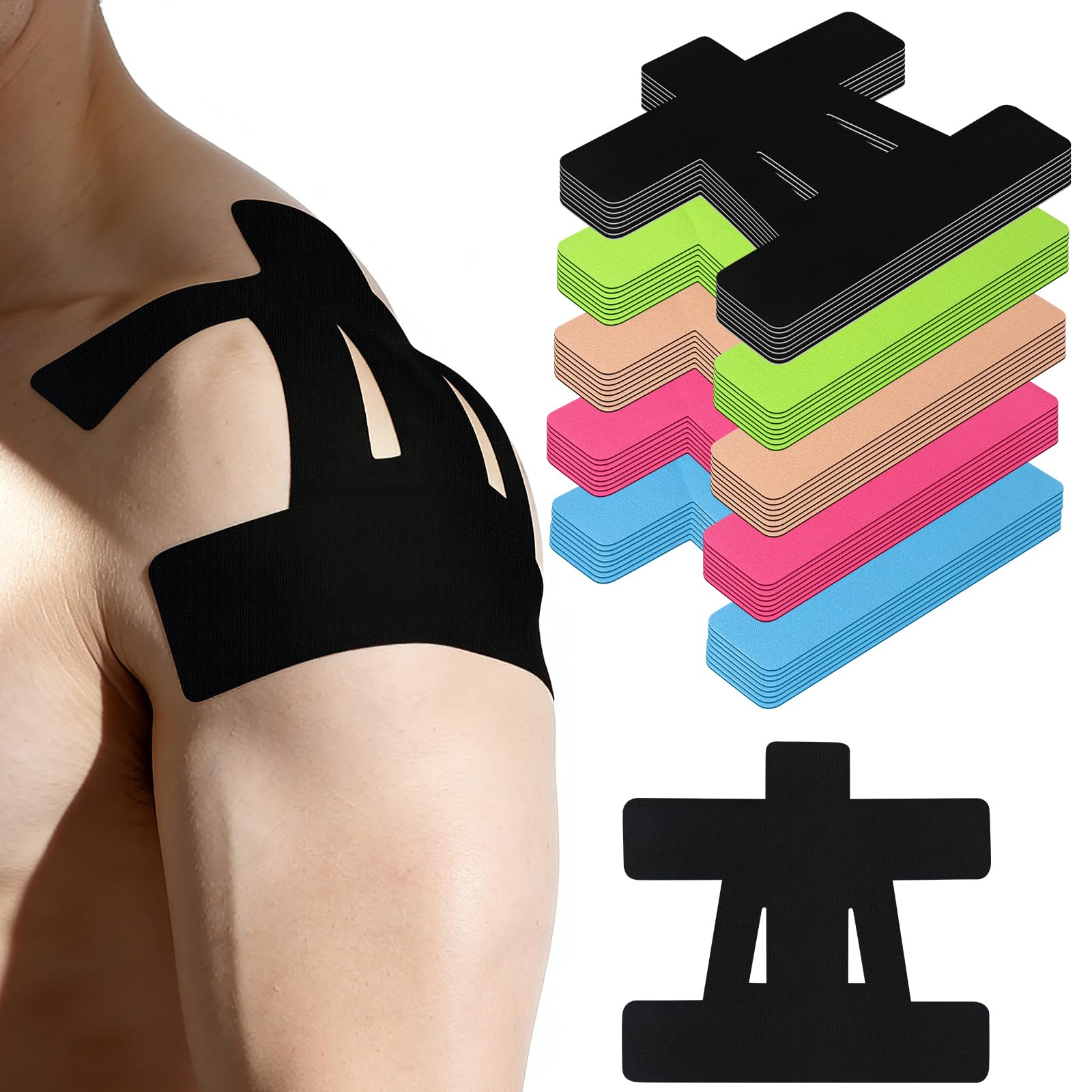 40 Pack Kinesiology Tape for Shoulder Bulk Waterproof Shoulder Tape for Pain Relief Support Hypoallergenic Latex Athletic Recovery
