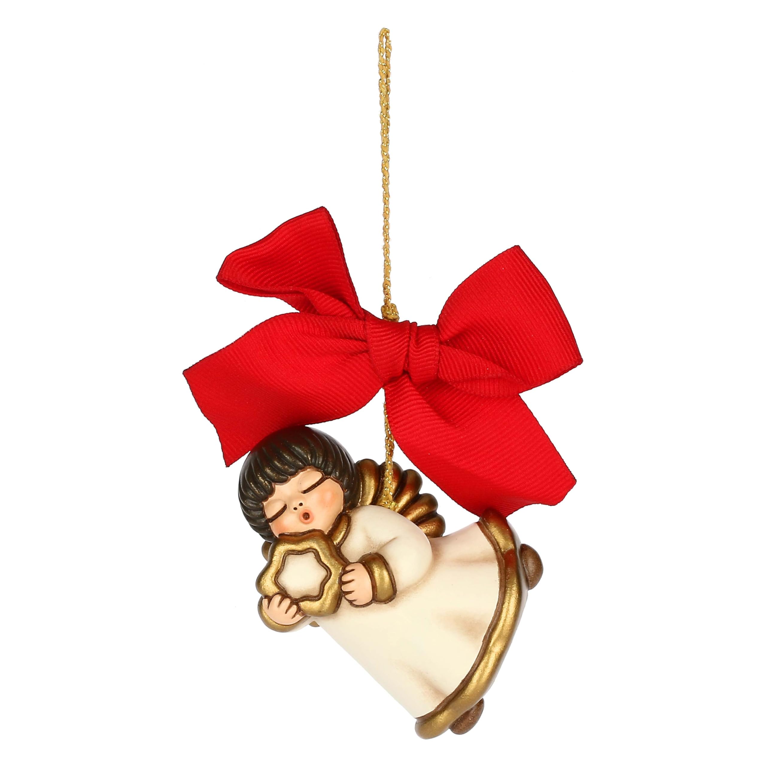 THUN - Angel Christmas ornament with ceramic star, large, 4.5 x 3.5 cm, height 6 cm