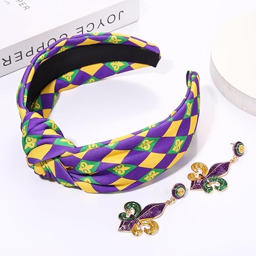 Miniatura 7 de YAHPERN Diadema de Mardi Gras para mujer, accesorios de Mardi Gras, máscara de flor de lis, diadema anudada para martes gordos de carnaval de Nueva