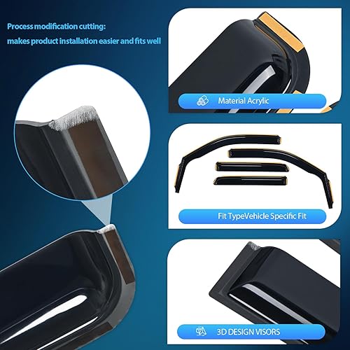 Miniatura 2 de Nilight Protectores de lluvia duraderos para Ford F150 SuperCrewSVT Raptor SuperCrew 2009 2010 2011 2012 2013 2014 Viseras de Ventana de Ventilación