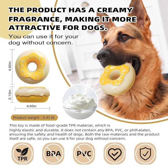 Foto 2 de 6 de MMSGA Juguetes con Donuts Sonido para Perros，Mordedor Perro Grande，Juguetes Perro Resistentes，Juguetes…