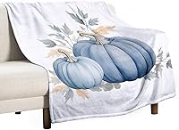Vista 16 de Manta rústica de calabaza azul polvoriento, con estampado de acuarela, Acción de Gracias o Halloween, manta suave de 30 x 40 pulgadas, acogedora
