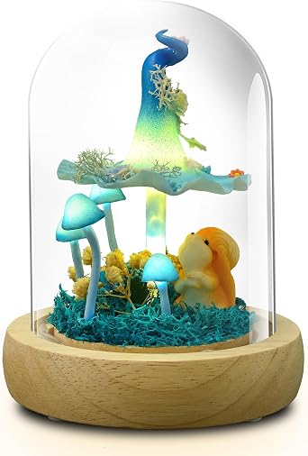 QUELIEN Mushroom Lamp,Mothers Day Mom Gifts for Mom,Light Up Mushroom in Glass Dome,Birthday Party Decorations,Ideal Birthday Gift,GirlfriendGift
