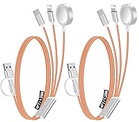 Vista 16 de Paquete de 1 cable de carga múltiple para artículos esenciales de viaje, cargador de Apple Watch, cargador de iPhone, [3 en 2] cable tipo Gris