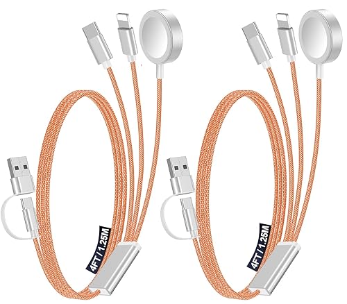 Miniatura 16 de Paquete de 1 cable de carga múltiple para artículos esenciales de viaje, cargador de Apple Watch, cargador de iPhone, [3 en 2] cable tipo Gris,Negro