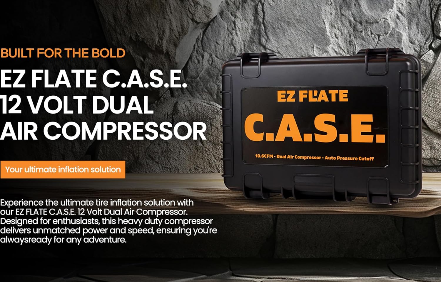 EZ FLATE C.A.S.E. 12 Volt Air Compressor Built Into Heavy Duty Case | Dual Compressor | 10.6 CFM | Offroad Air Compressor 4x4 |150 PSI | Portable Inflator With Pressure Gauge - Image 2
