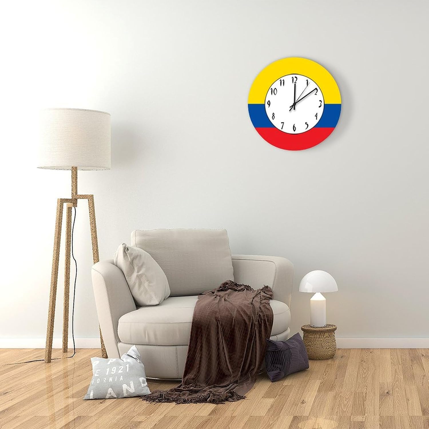 Ecuador Hanging Wall Clock Ecuador National Flag Round Wood Wall Clock 15inch Clocks Battery Operated Quartz Silent Art Clocks for Living Room Bedroom Office