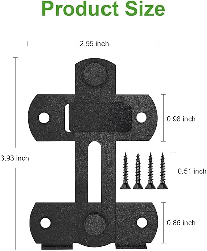 Miniatura 6 de 4 paquetes  Cerradura de puerta corrediza de granero de 4 pulgadas, pestillo de cerradura de puerta de acero inoxidable negro para puertas de valla