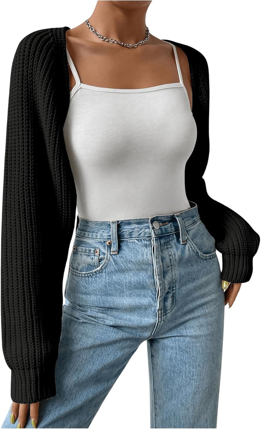 GORGLITTER Women's Open Front Cardigan Sweater Trendy Dressy Cute Long Sleeve Bolero Shrug Fall Knit Short Cardigan - Image 4