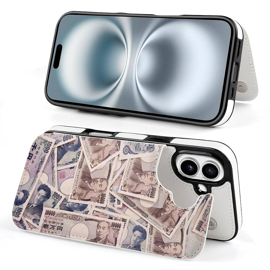 【ふくあい】携帯ケース Amazon.co.jp: iPhone16 Plus 用 ケース たくさんのお金柄