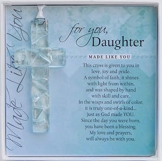 Sentimental Gift for Daughter - Handmade Clear Mosaic Cross With Poem