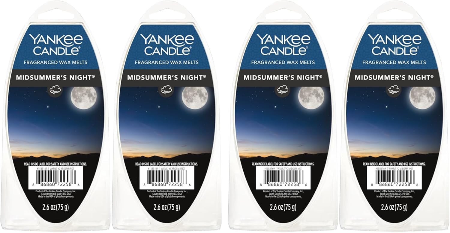 Yankee Candle Scented Wax Melts for Wax Warmers, Candle Wax Melts Refills, Long Lasting Home Fragrance, Midsummer’s Night 6 Count (Pack of 4)