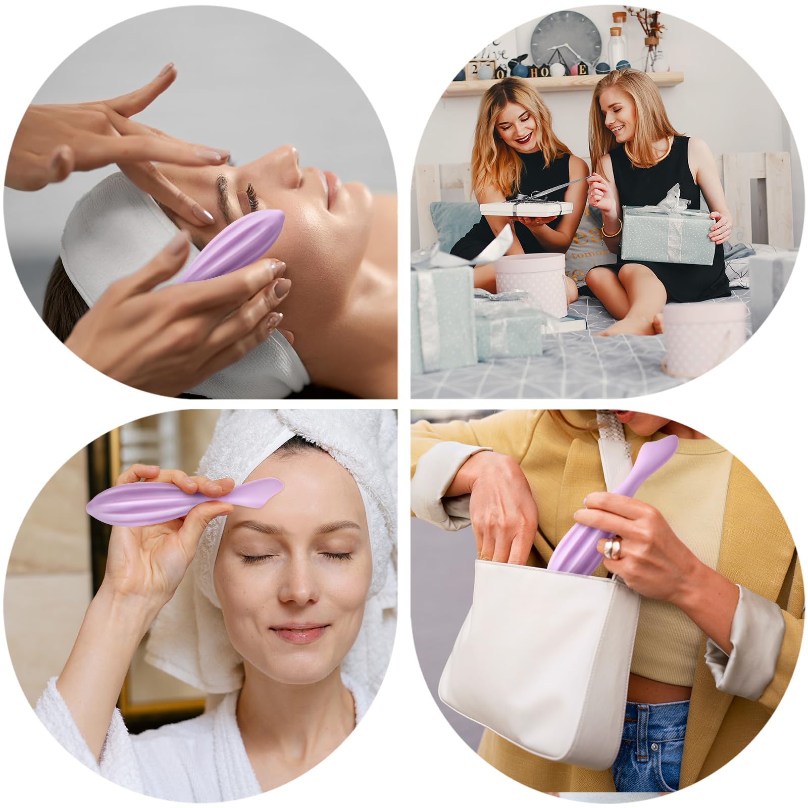 Rouleau de massage du visage en silicone pratique pour le massage du visage Rose Pour massage du visage raffermissement de la peau apaisant les muscles