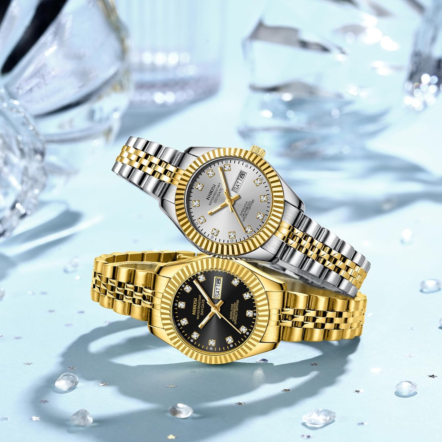 NIBOSI Watches for Women Analog Quartz Stainless Steel Dial with Day Date Luminous Waterproof Dainty Classic Luxury Diamond Elegant Dress Women's Watch for Small Wrists - Image 9