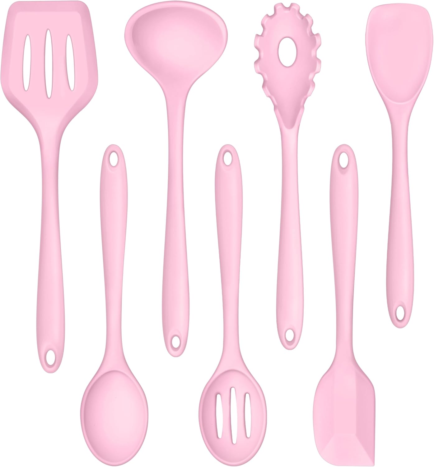 TeamFar Silicone Cooking Utensil Set of 7, Kitchen Nonstick Tools Turner Spoon Spatula Ladle Pasta Server for Nonstick Cookware, Healthy & One-Piece, Anti-Heat & Dishwasher Safe – Pink TeamFar Silicone Cooking Utensil Set of 7, Kitchen Nonstick Tools Turner Spoon Spatula Ladle Pasta Server for Nonstick Cookware, Healthy & One-Piece, Anti-Heat & Dishwasher Safe – Pink