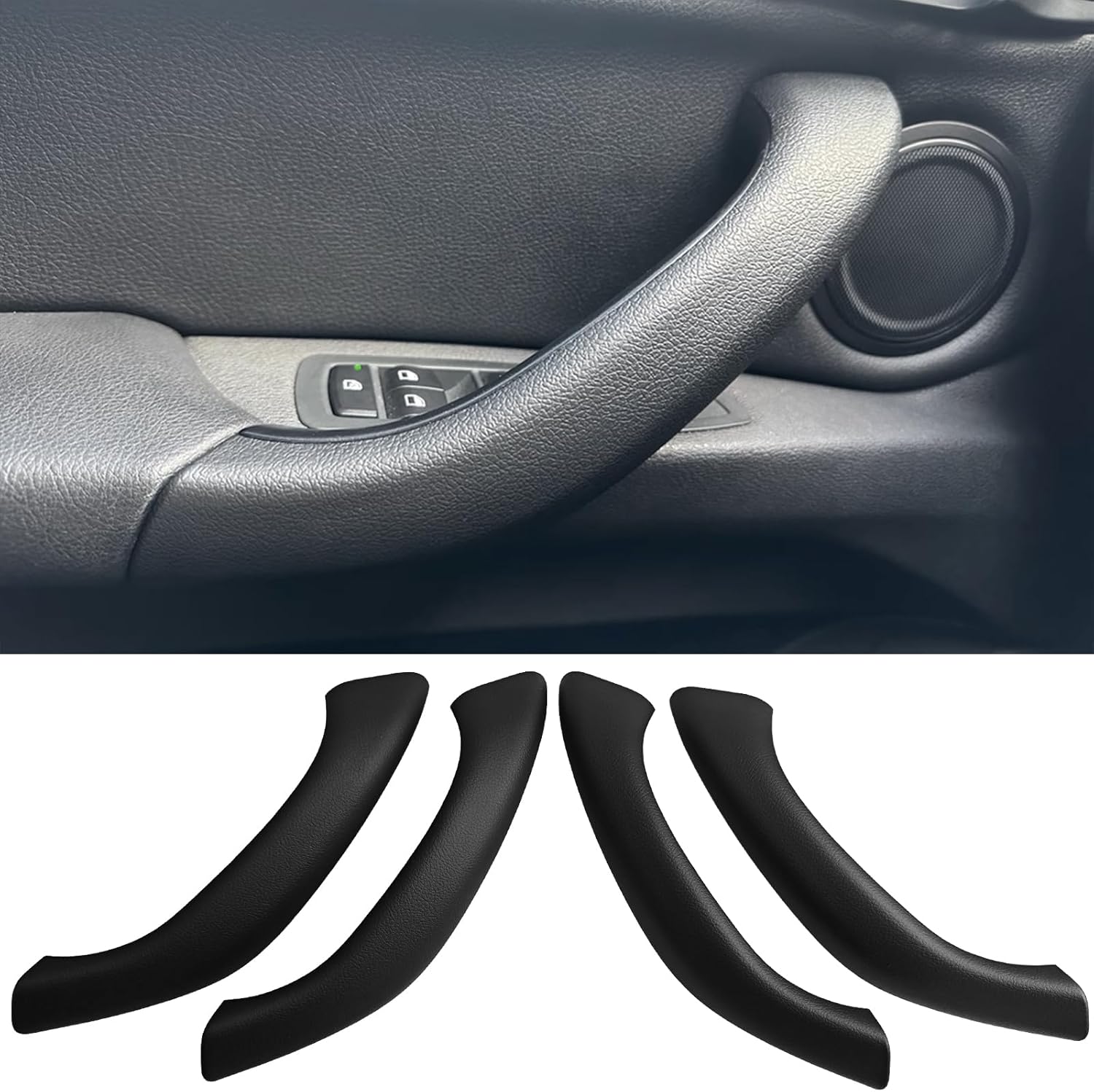 Car Door Handles Replace Cover for BMW X1 X2 E84 F48 F39 2009-2022 Interior Door Grab Handle Cover Auto Door Pull Handle Accessories (F48 F39 Black)