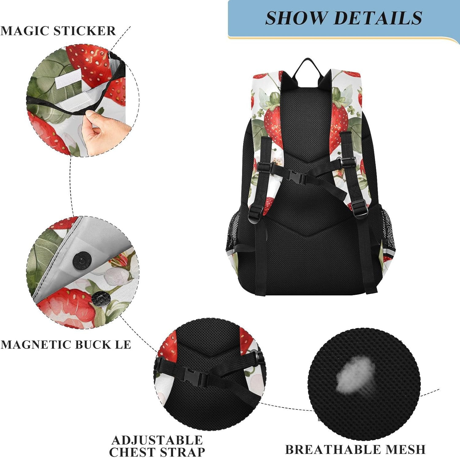 ALAZA Cute Watercolor Strawberries Kids Laptop Backpack 17 inch School Bookbag Back Pack Business Computer Bag Casual Daypack