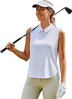 PINSPARK Women Golf Shirts Sleeveless UPF 50+ Tennis Polo V-Neck Quick Dry Athletic T Shirt 1/4 Zip Collar Workout Tank Top