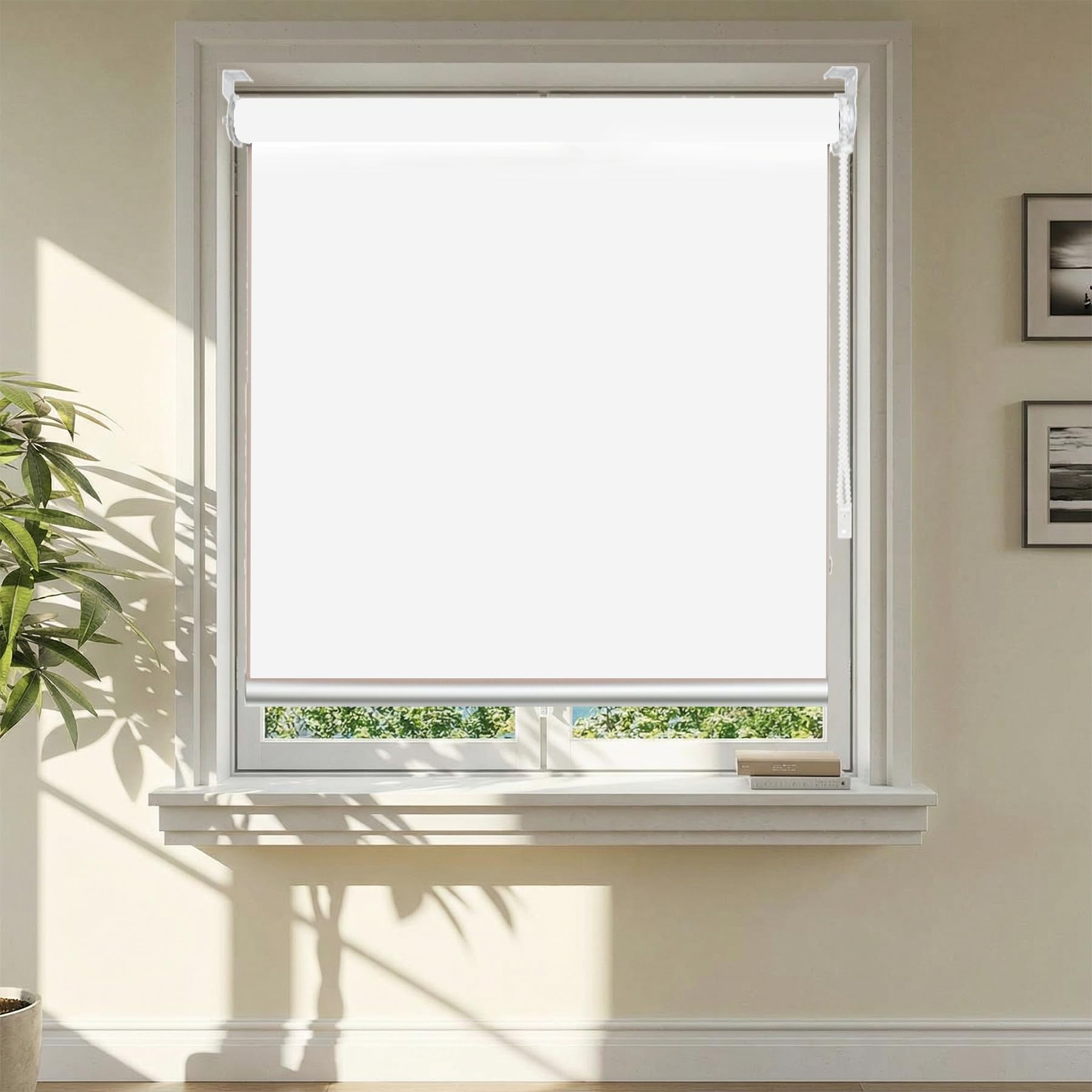 Blackout Roller Blinds for Windows 110 x 220 cm UV Blocking Thermal Insulated Fabric Day and Night Blinds in a Variety of Colours and Sizes for Living Room, The Office, White
