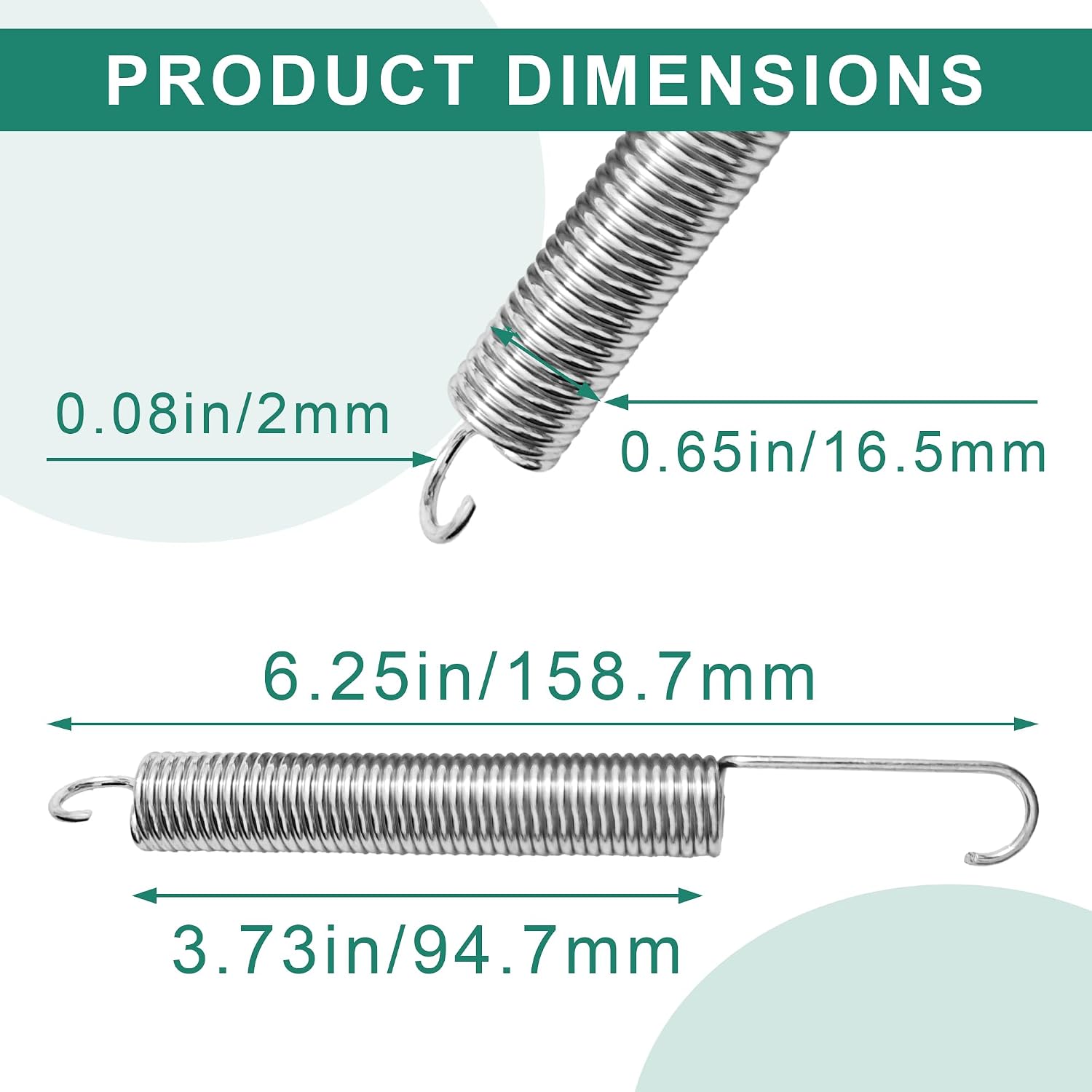 6 1/4 inch (158MM 2PCS) Recliner Sofa Chair Springs Mechanism Tension Stainless Steel Spring Replacement