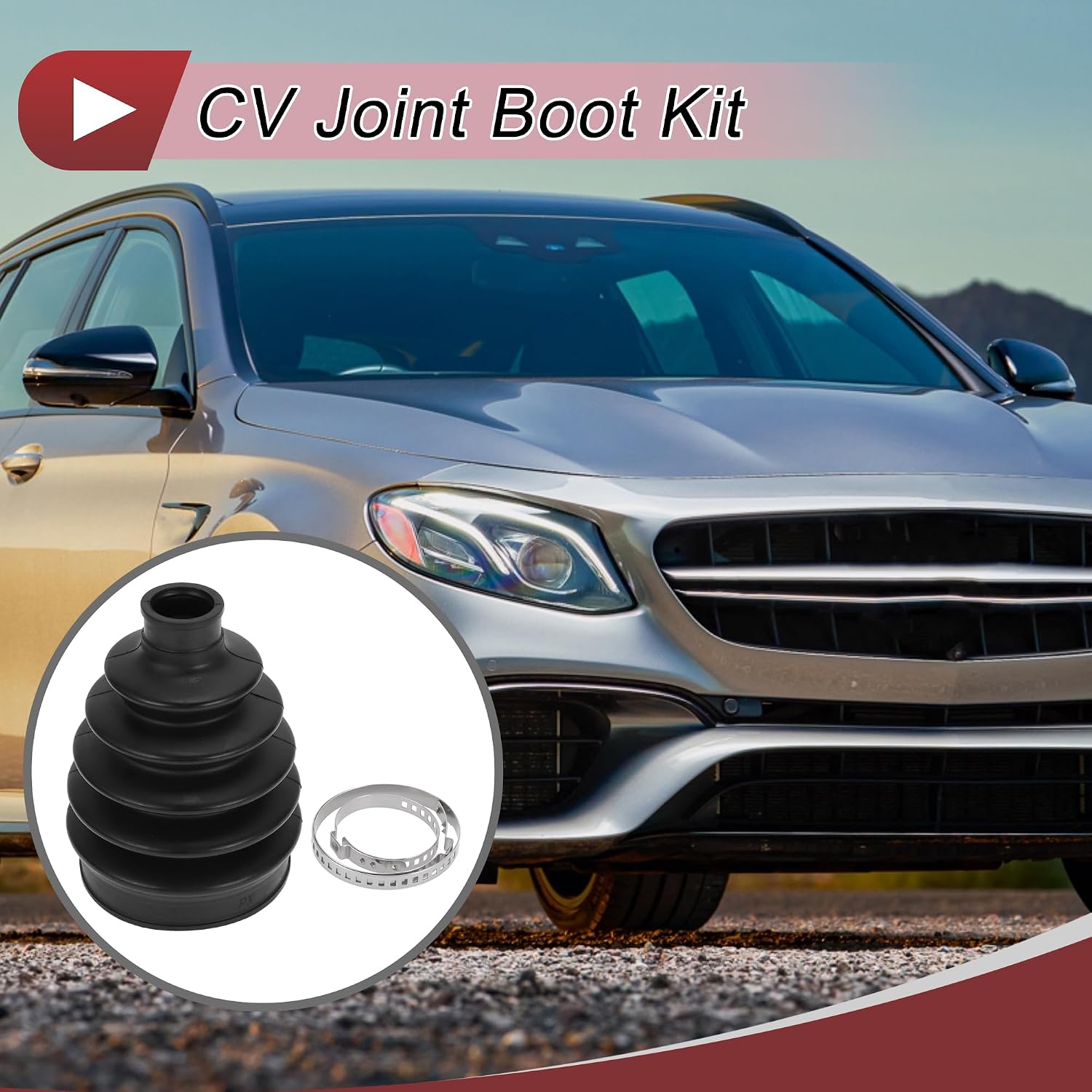1 Set CV Joint Boot Kit for Mercedes-Benz C300 2008-2014 Outer Constant Velocity Joint Boot W/Clamps No.A2043300585 Black Rubber