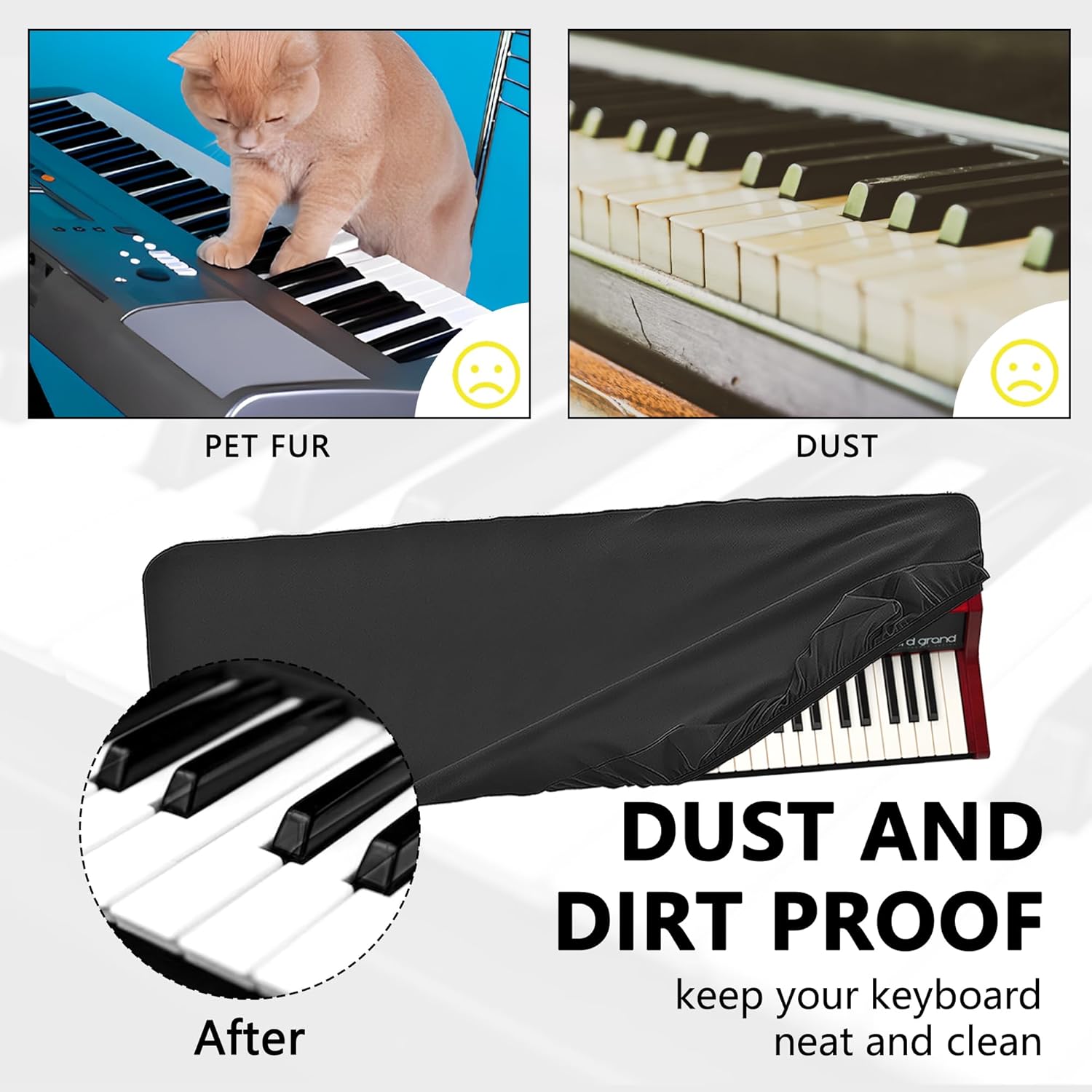 Musiin 88 Keys Piano Keyboard Dust Cover, Compatible with Nord Grand2,Nord Grand,Nord Piano 6 88, Premium Chinlon Anti-scratch and dustproof, Soft Touch & Fitted design