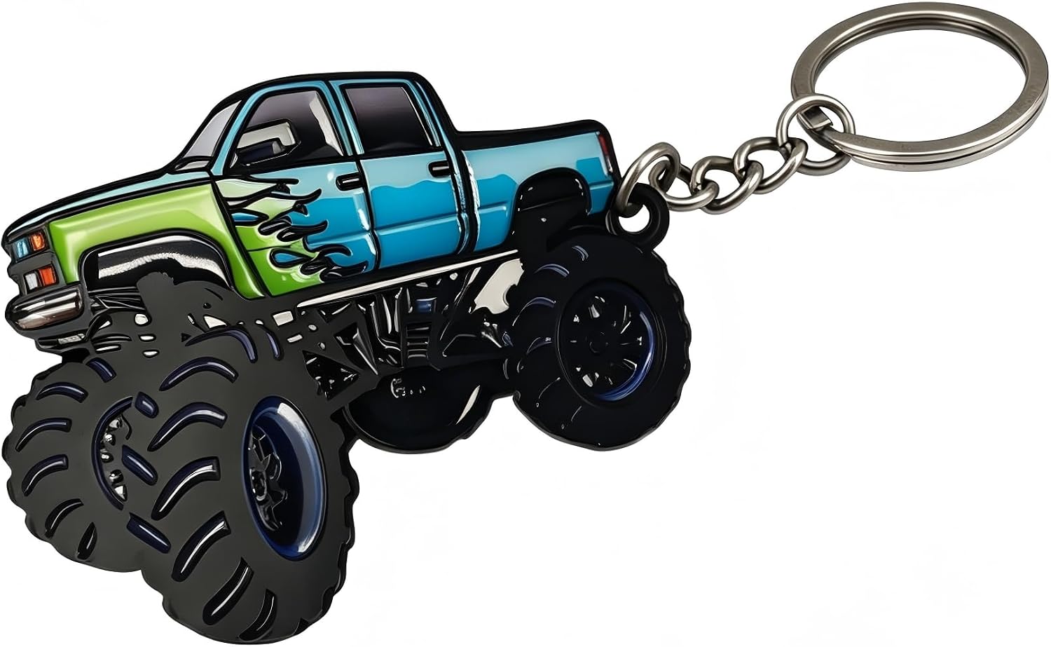 4 Wheeler Off-road Keychain, Metal Pickup Pattern Ring, Outdoors Decorative Key Holder, for Men (Black)