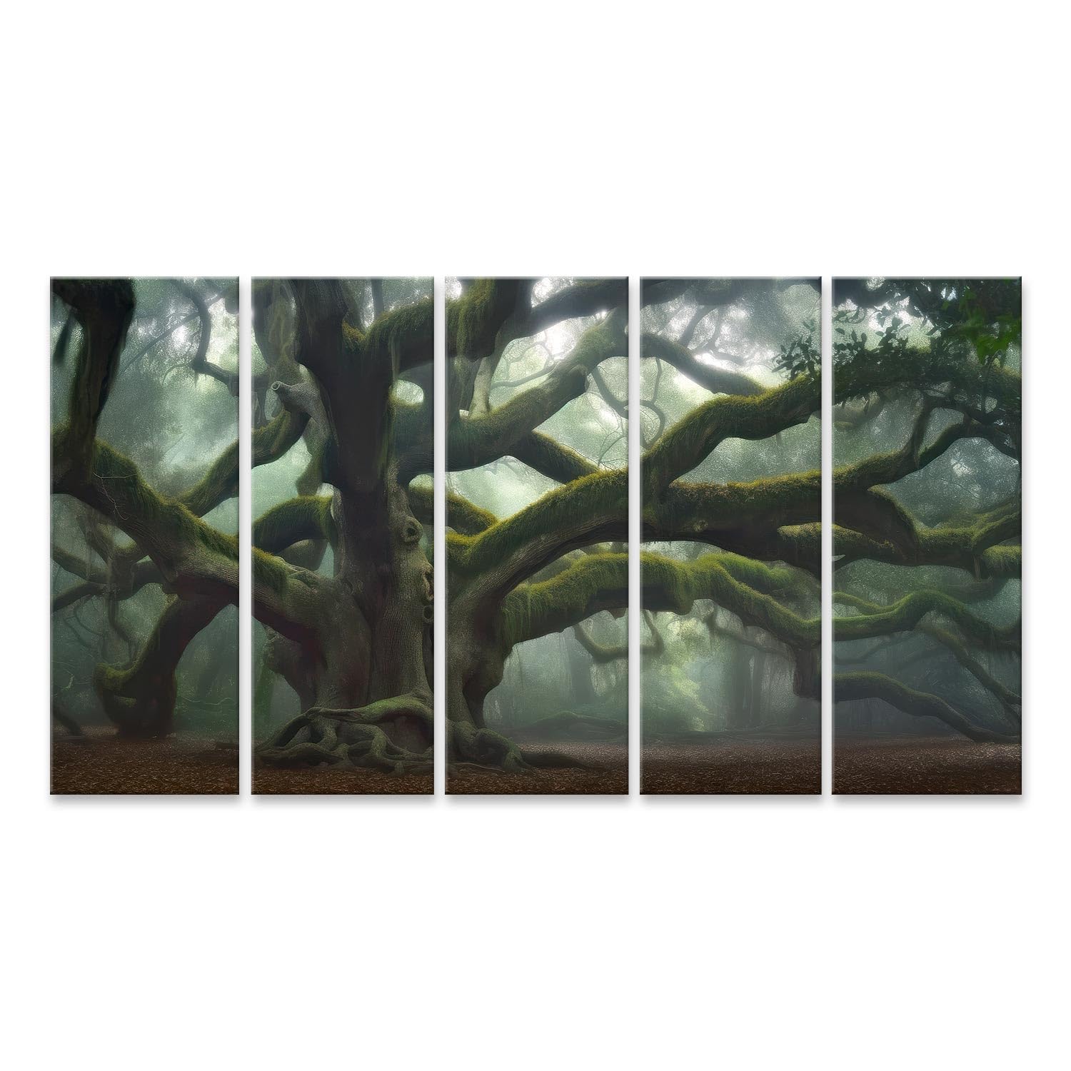 islandburner Primer cuadro sobre lienzo Árbol místico en la niebla del bosque mágico lleno de misterios imágenes murales carteles