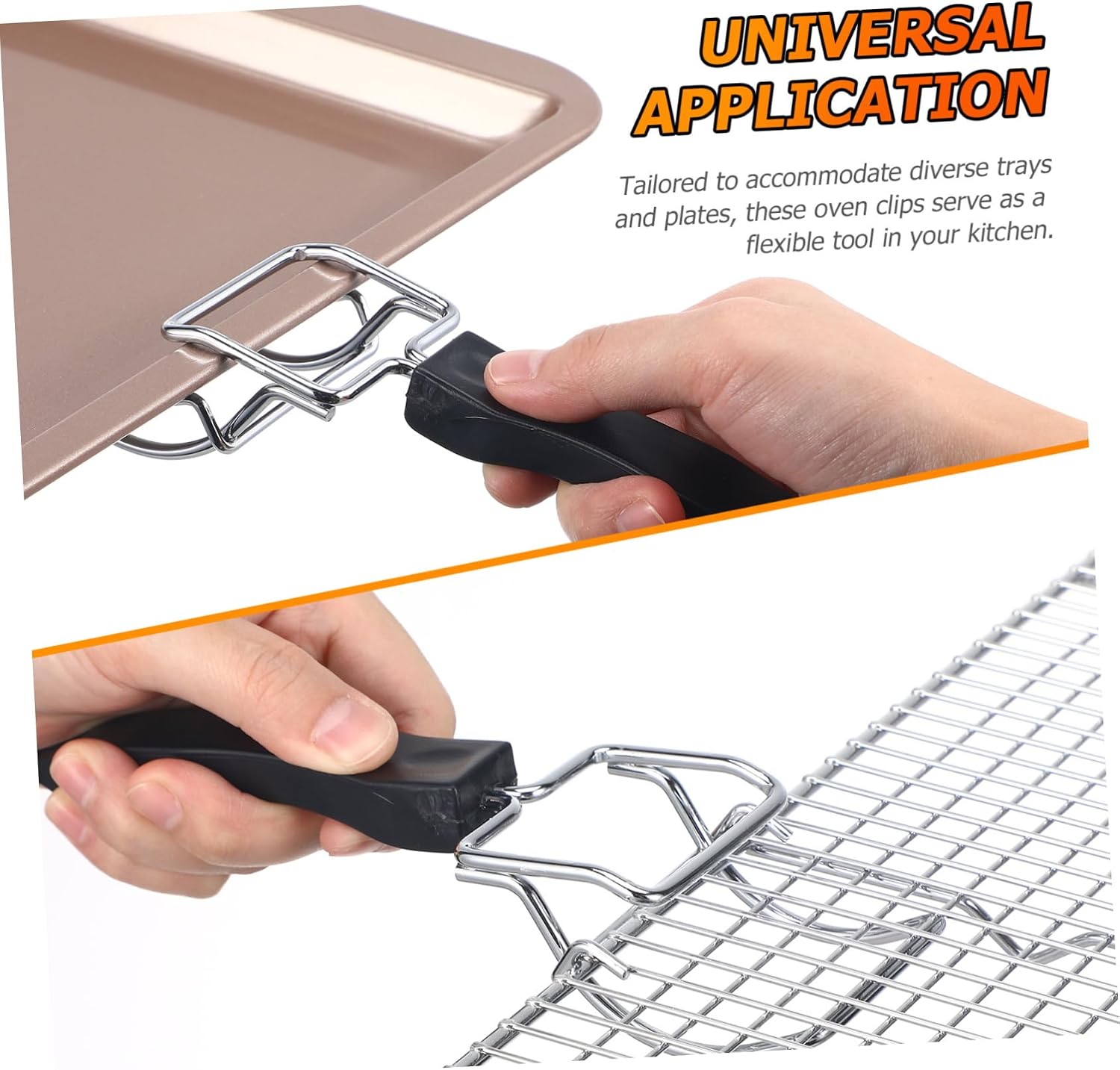 Alipis 2pcs Oven Tray Gripper Clips Heat Resistant Plate Holder Oven Rack Pull Tool with Scald Coated Handle for Secure Grip and Tray Use
