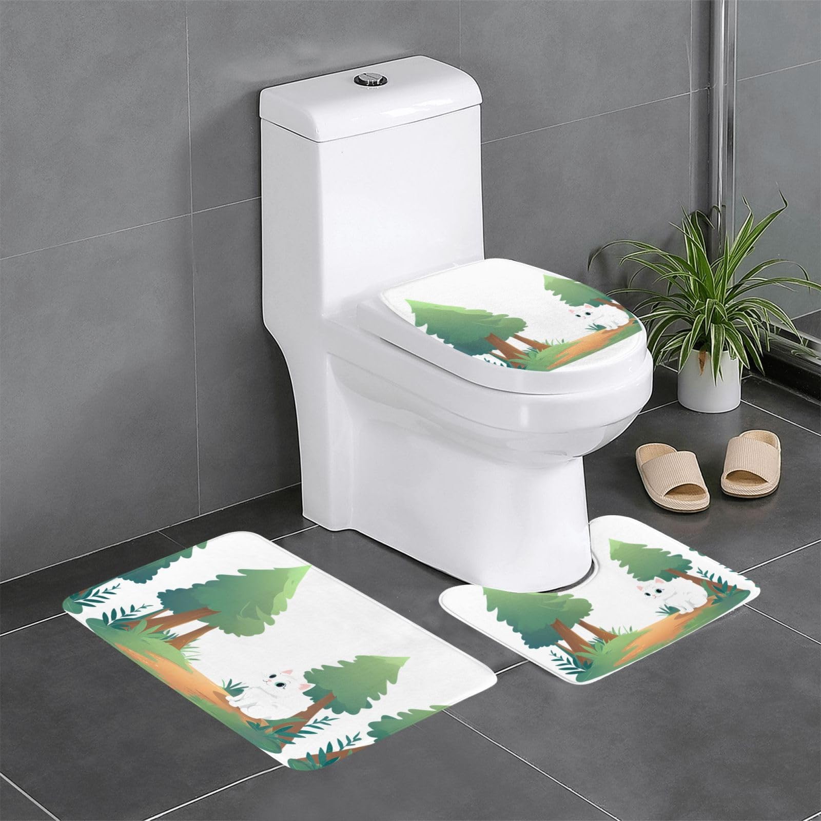 Tapis de salle de bain 61 x 40,6 cm rectangulaire U O trois pièces design