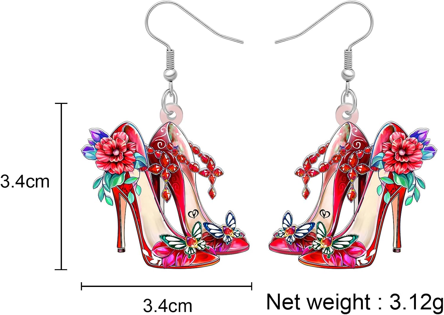 Rose High Heels Earrings ‌Flat Acrylic High Heeled‌ Shoes Dangle Earrings Fashion Jewelry Funky Bridal Party Gifts for Women Shoe Lovers image 5