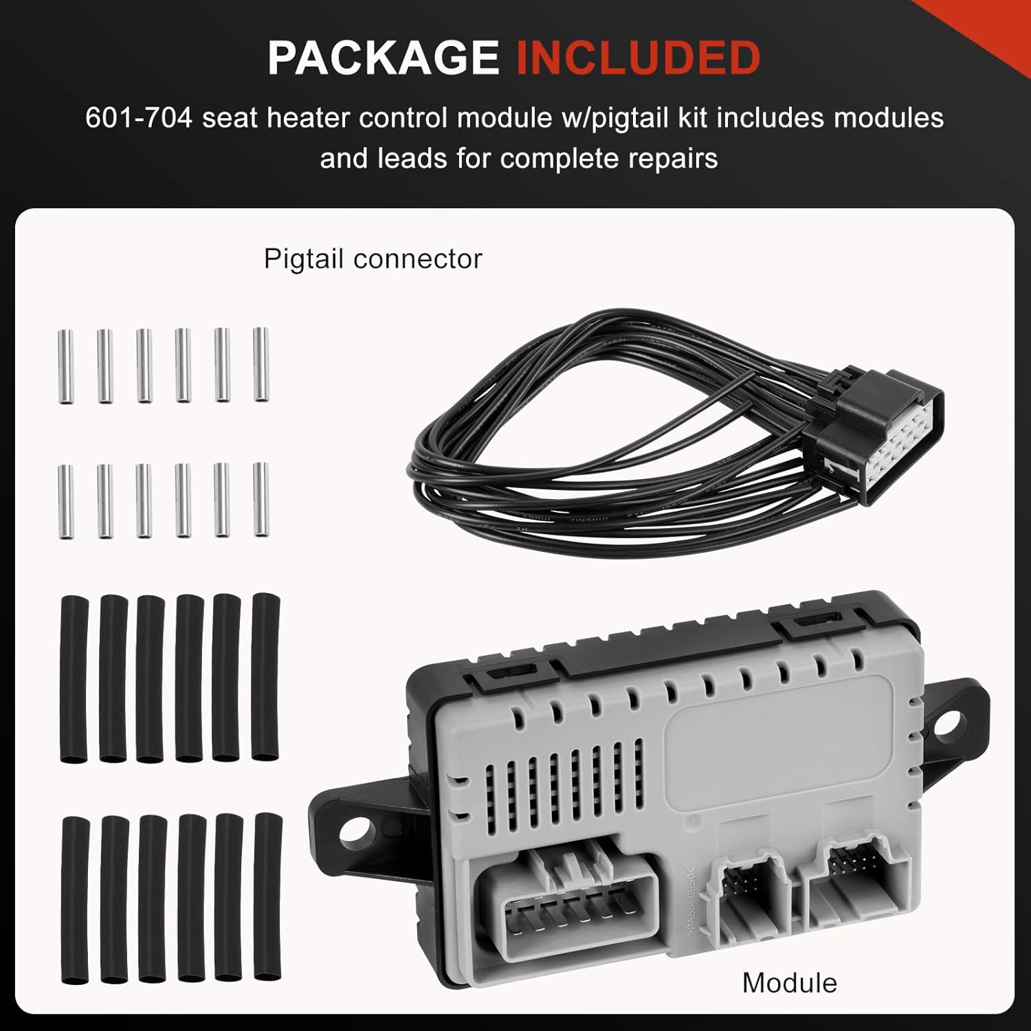 601-704 Seat Heater Control Module w/Pigtail Kit Compatible with Ford Edge Explorer F150 F250 F350 F450 F550 Super Duty Lincoln MKS MKZ MKT, Replace BU5Z14C724A