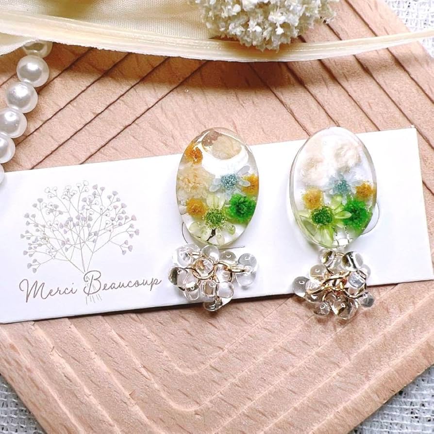 【471】カスミ草のピアス／イヤリング／カスミ草 471】カスミ草のピアス／イヤリング／カスミ草