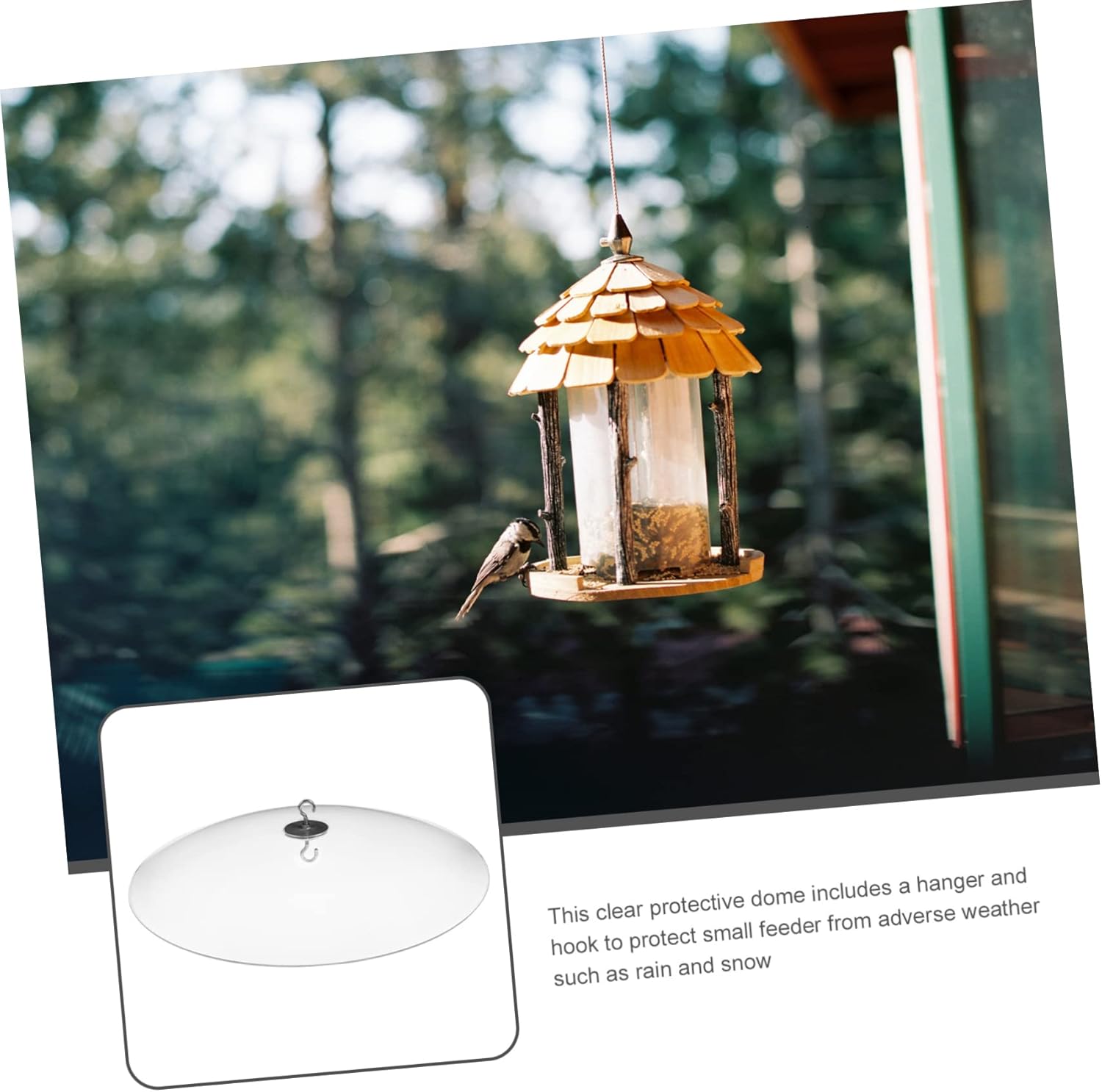 balacoo 2pcs Feeder Protector Dome for Bird Feeders Rain Cover Hanger and Hook for Outdoor Against Rain