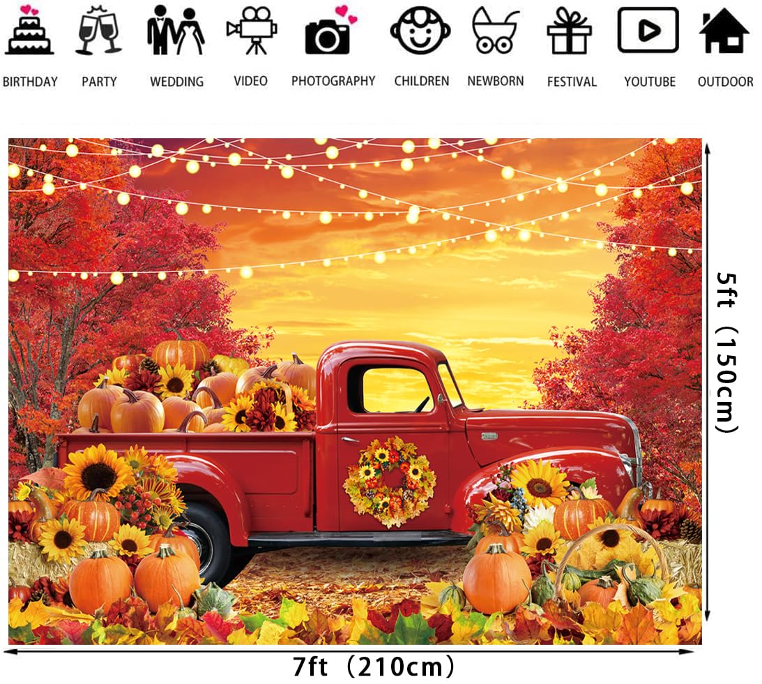 Amazon.com : Fall Forest Red Truck Backdrop Autumn Harvest Pumpkin
